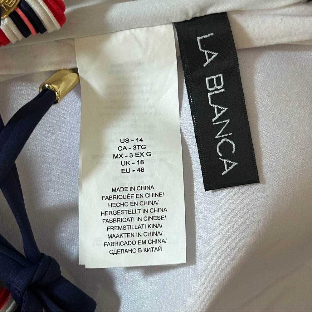 La Blanca Navy and Red Striped One-Piece Swimsuit - Picture 5 of 5